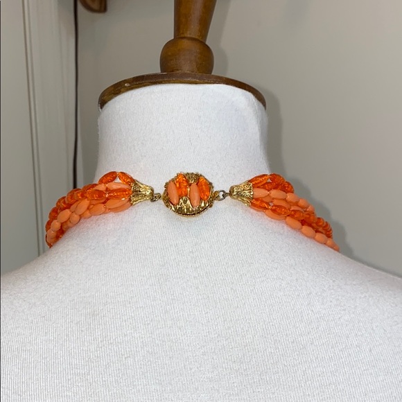 Eight Strand Necklace Shades of Orange Necklace Vintage - Picture 7 of 10